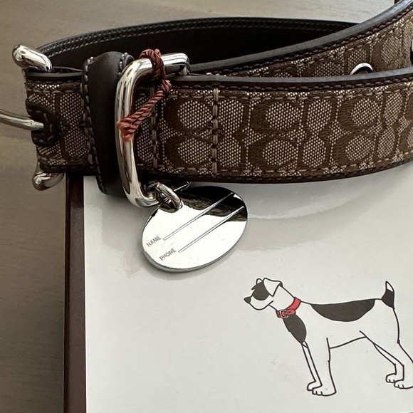 Coach Tan Signature Dog Collar with Silver Accents - Picture 3 of 4